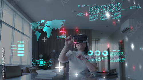 Metaverse VR虚拟会议会议，商务办公数字世界技术AR增强